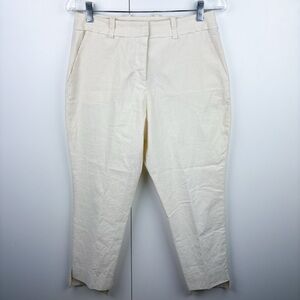 Replika 100% Cotton Tapered Leg Ankle Crop Trouser Pant White Breathable Resort